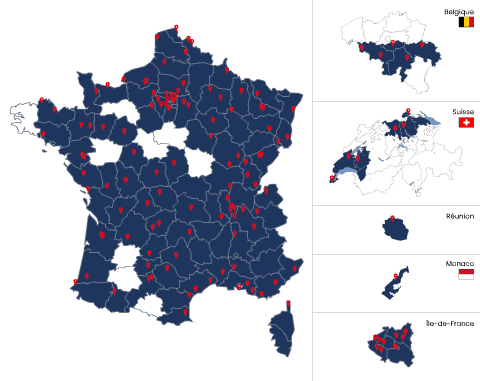 Carte du réseau d'agences XEFI